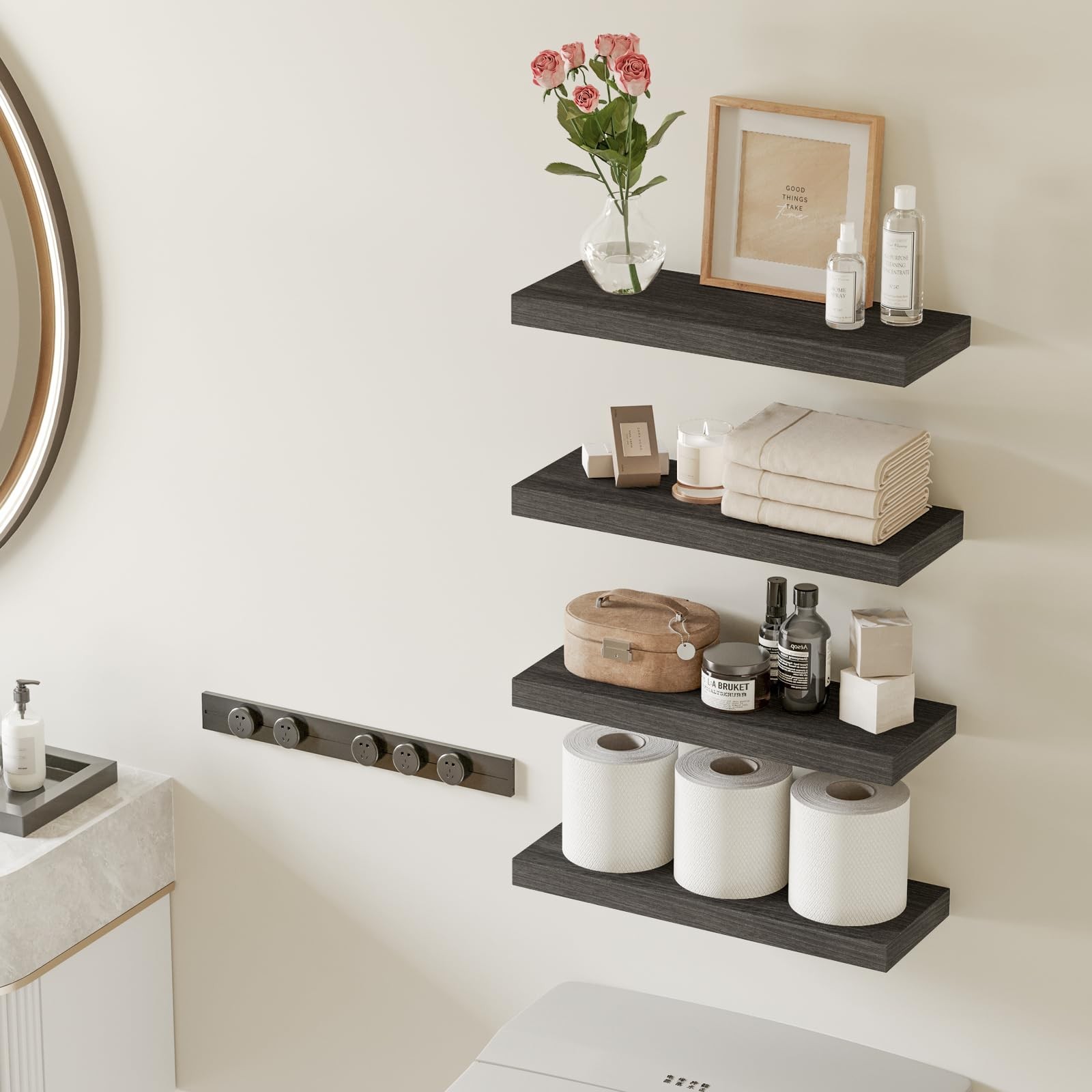 Fixwal 15.8in Floating Shelves, 15.8 inches x 5.5 x 1.2 inches, Grey