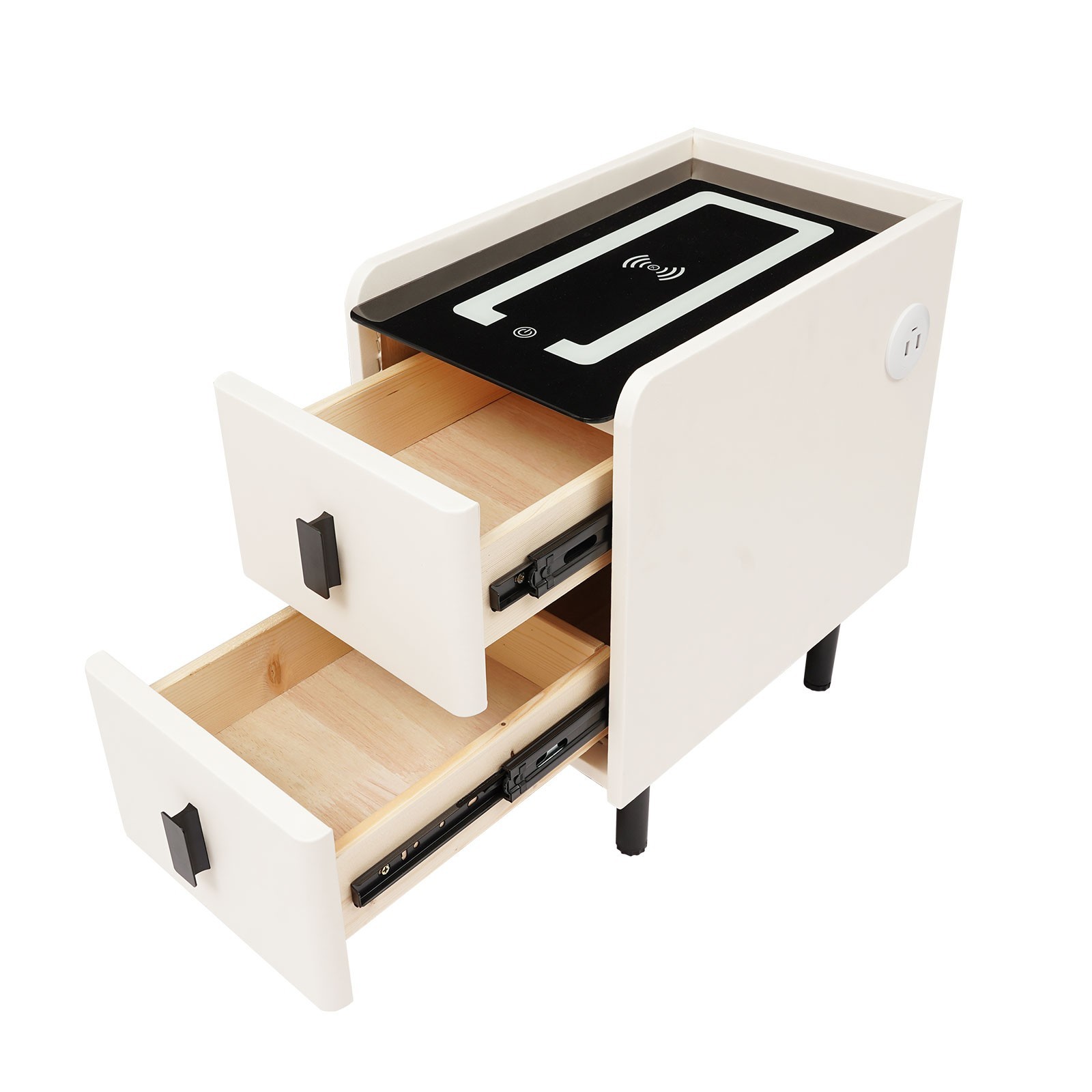 Smart Bedside Table Nightstands with Wireless Charging & LED Light & 2 Drawers