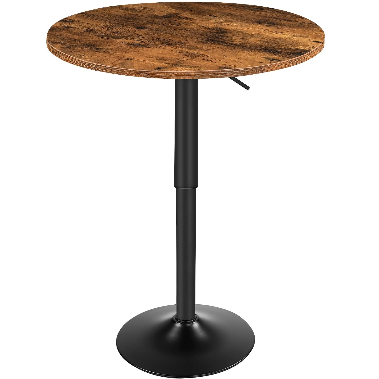 Bar Table, Height-Adjustable Round Pub Table 27-35.4 Inches with Sturdy Base,…