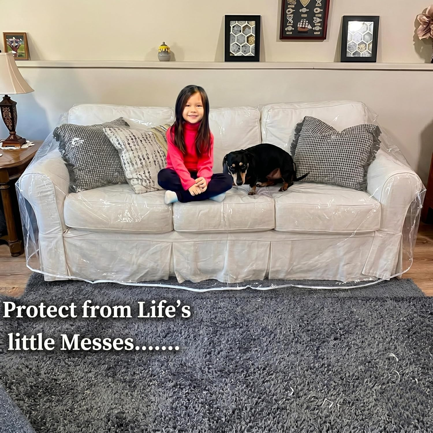 Evelots Clear Couch Cover – Thick Heavy Duty Vinyl 3 Seat Sofa Cover for Protect