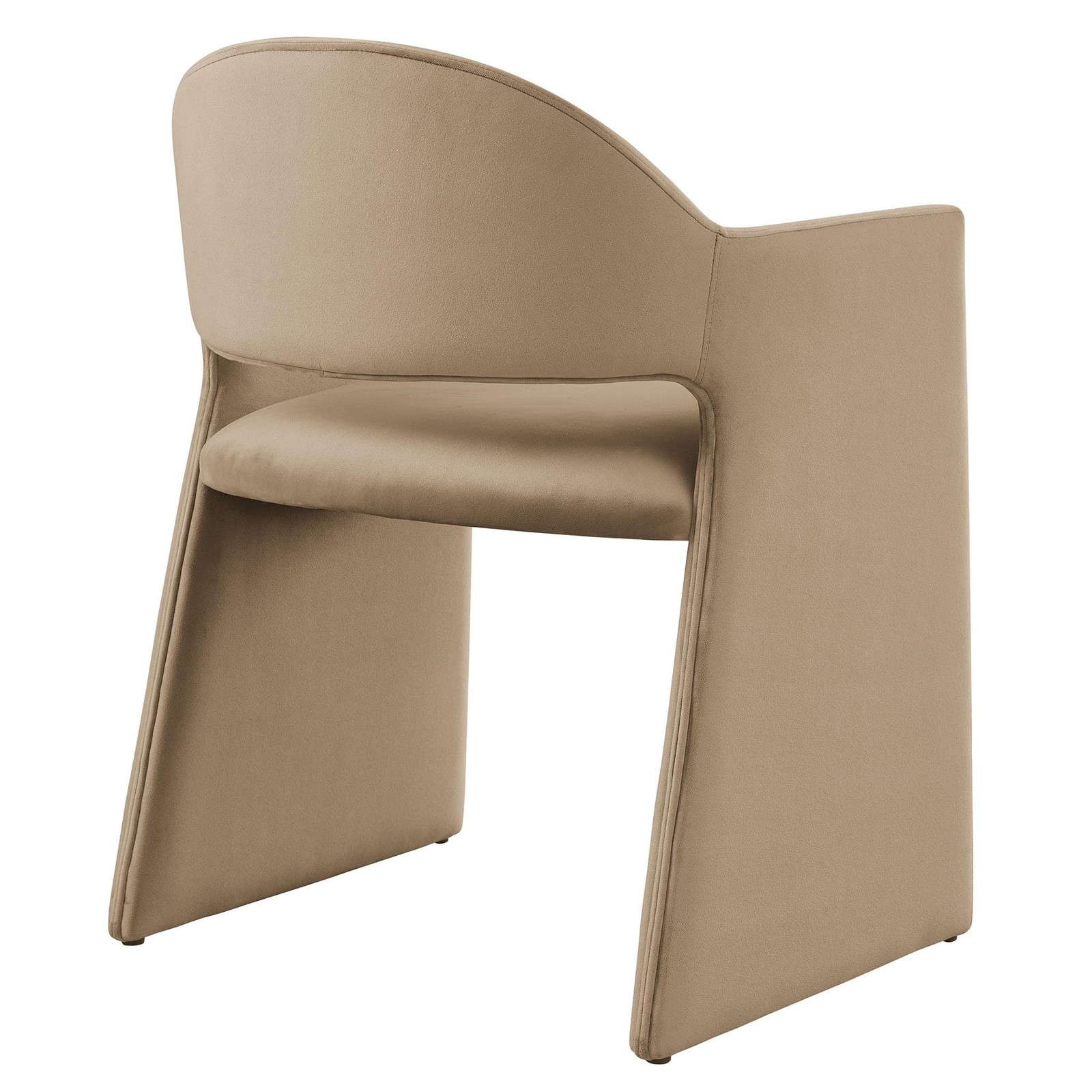Modway Talia Performance Velvet Dining Armchair Curved Barrel Chair TAUPE