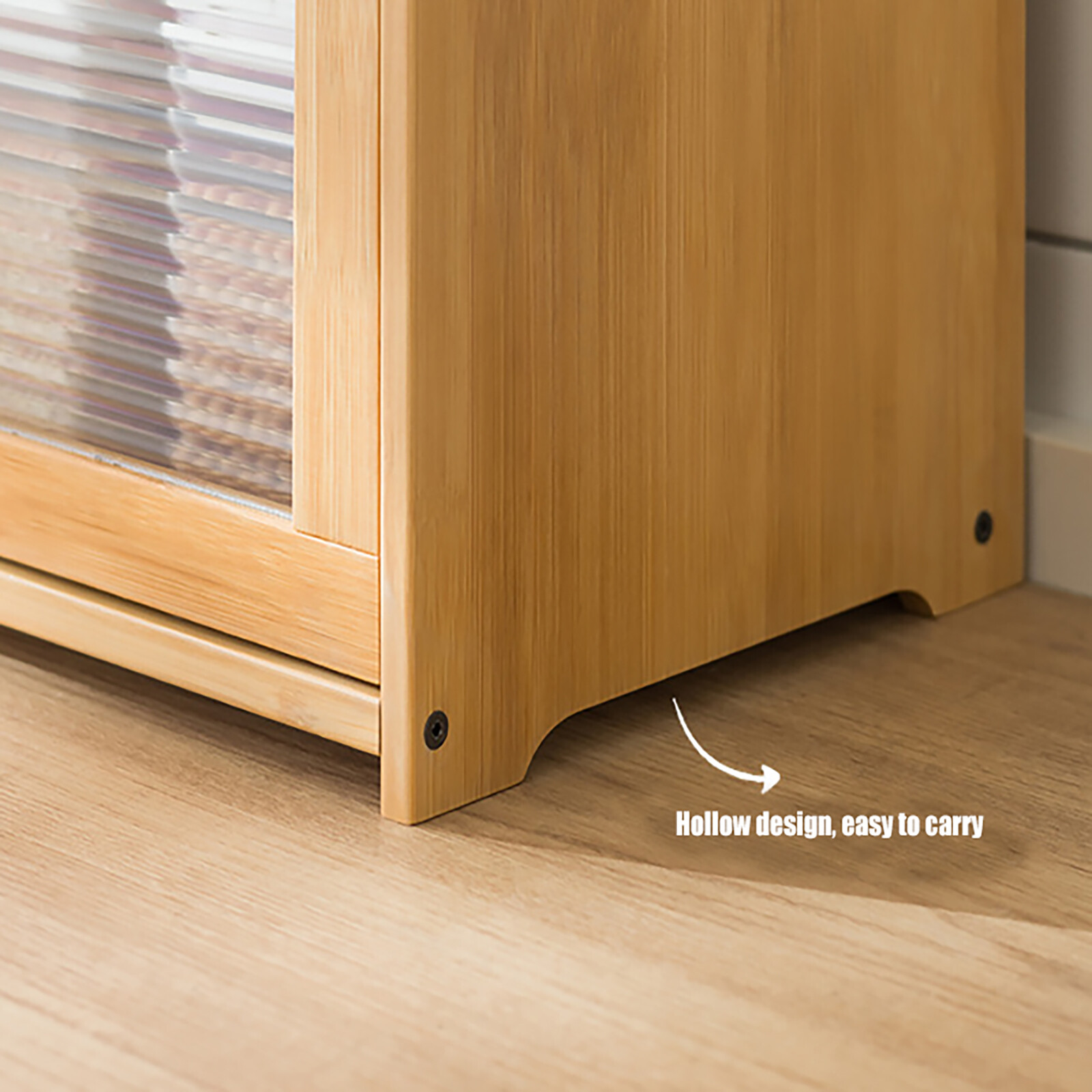 2 Tiers Bamboo& Acrylic Primary Color 20.5*9.8*19.7in Countertop Storage Cabinet