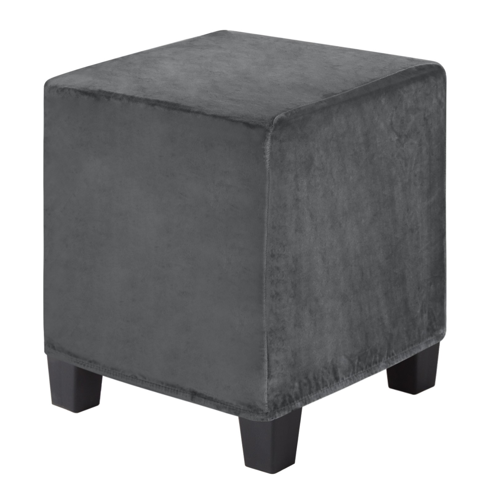 1-Pack 13″x13″x15″ Stretch Square Ottoman covers Footstool Protector Dark Gray