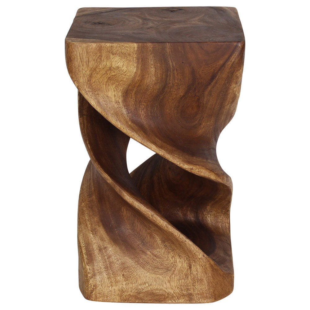 Haussmann Wood Rectangular Double Twist End Table 12x14x23 in Height Walnut Oil