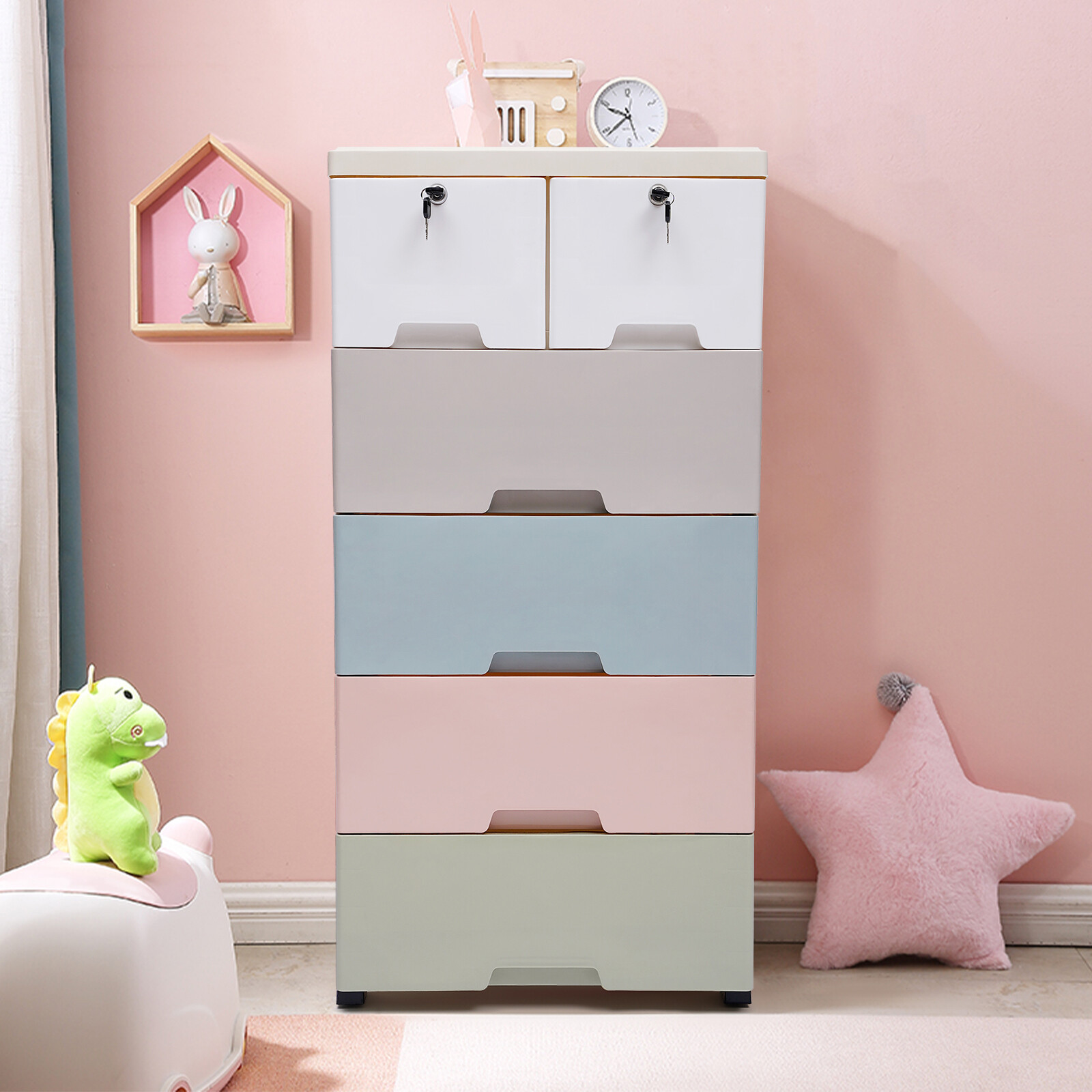 Multi-Layer Baby Wardrobe Plastic Assembled Storage Cabinet Bedroom Furniture