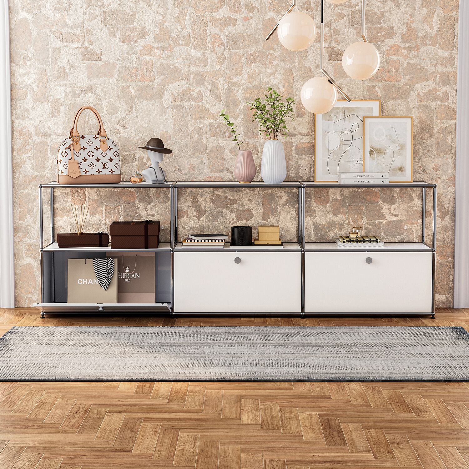 USM Haller Style Modern Storage Cabinet Free-Standing Shelf Modular Type G 6Cell