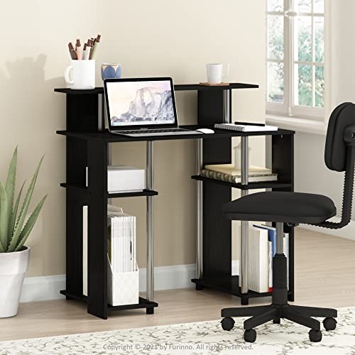 Jaya Simple Design Computer Writing Desk, 20.3 (D) x Americano/Stainless Steel