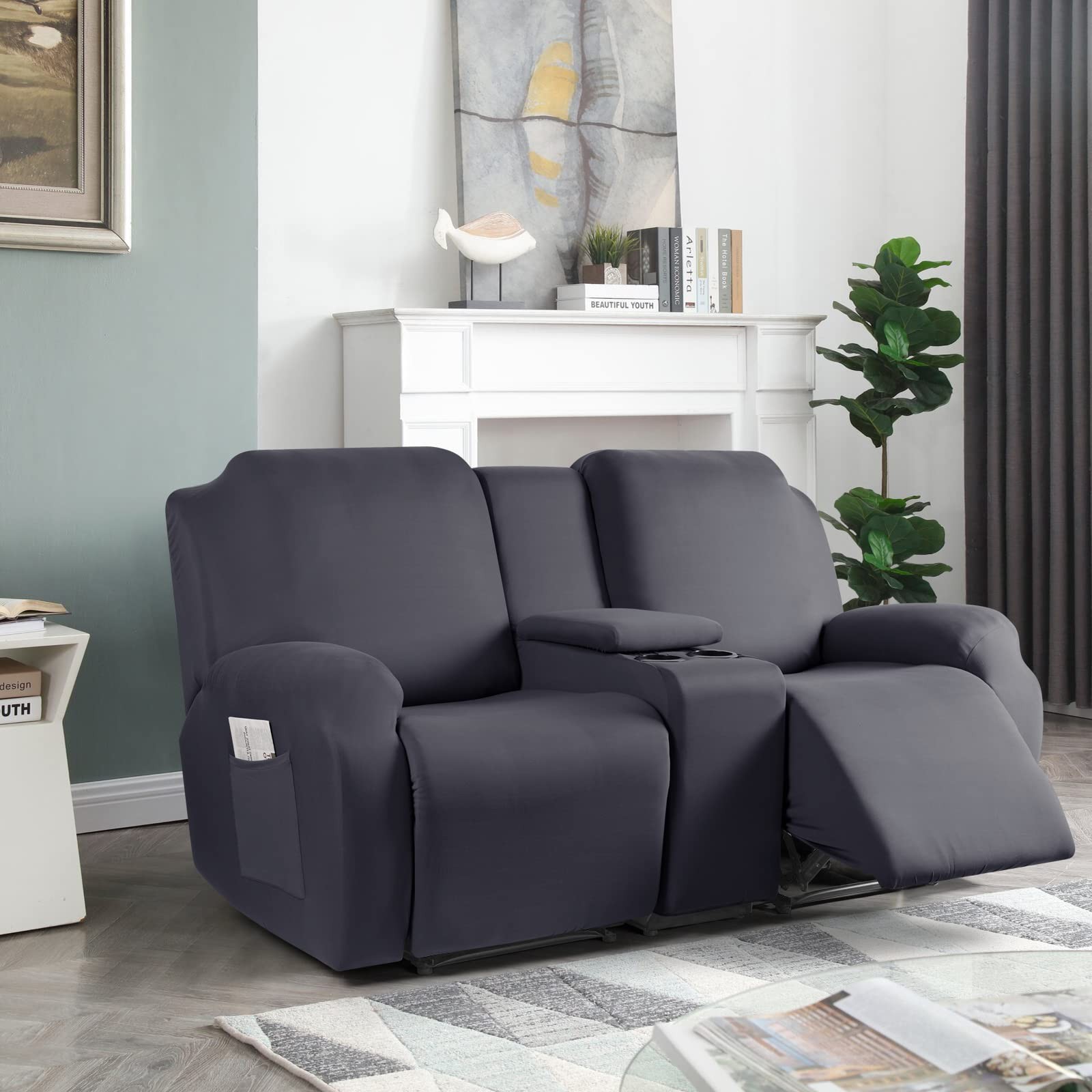 Recliner Chair Cover 3 Pieces Polyester Fabric Stretch Recliner Covers Softne…