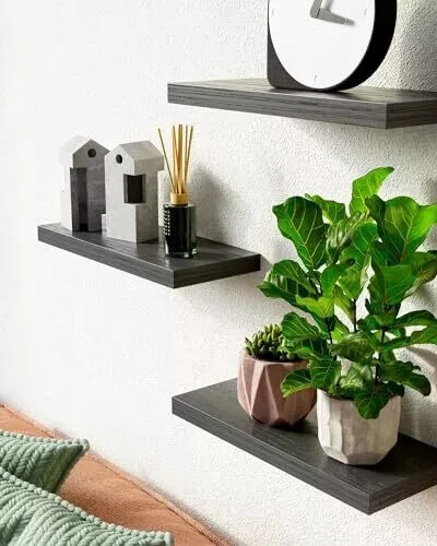 3 PACK Floating Shelves for Wall, Wall Mounted Rustic Wood Shelves for Home