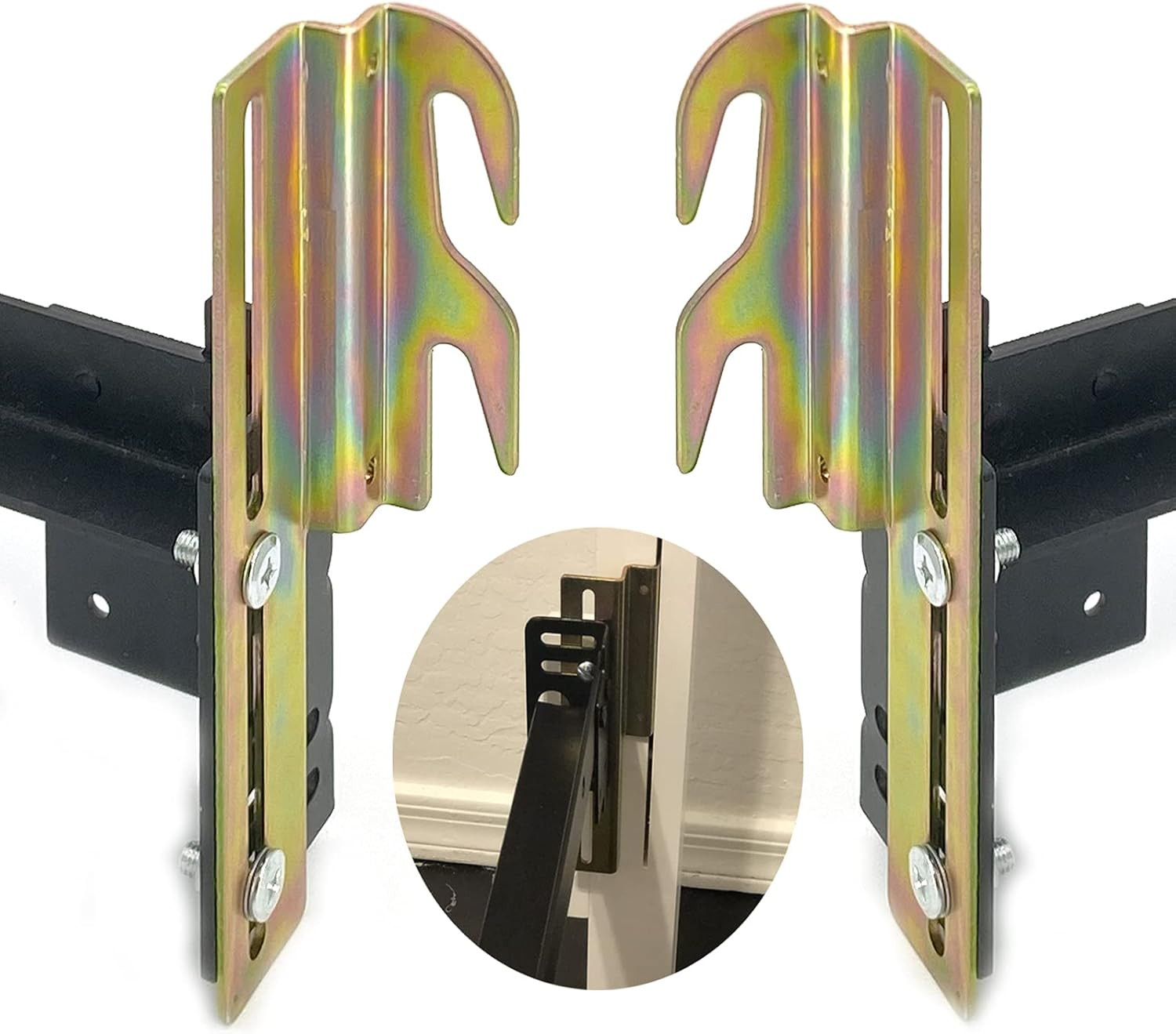 2 Pcs 711 Bed Frame Bolt on to Hook on Conversion Brackets for Headboard with Ha
