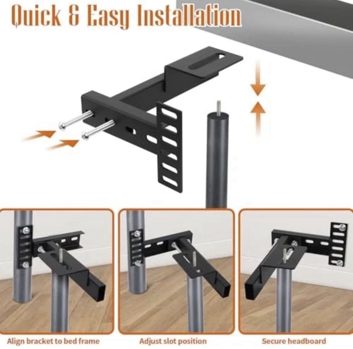Adjustable Bed Base Headboard Bracket Kit Universal Extra Thick Steel Mount Set