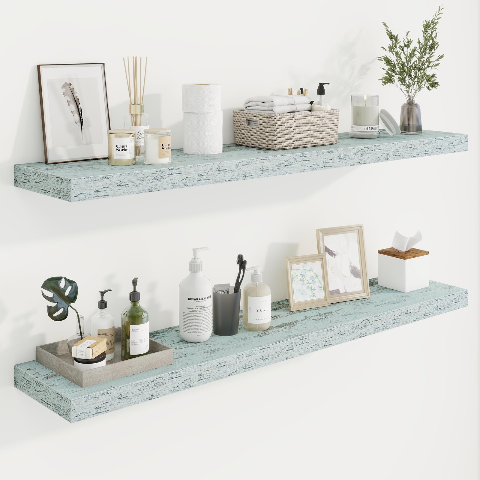 Marsmiles 48In Floating Shelves For Wall 48W X 9.25D X 1.25H 2 Pack Long Wall