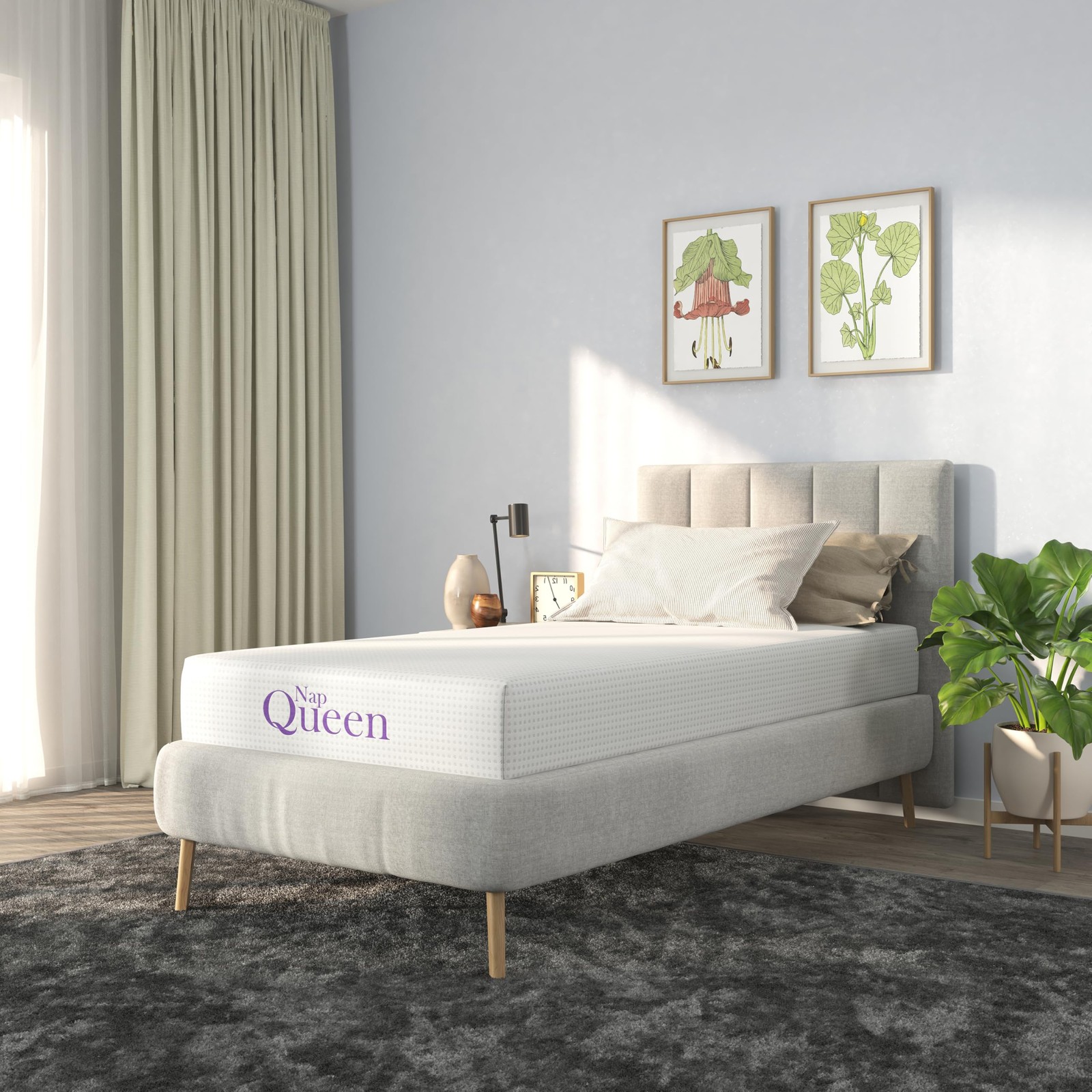 Napqueen 8 Inch Twin Size Mattress Bamboo Charcoal Memory Foam Mattress Bed In A