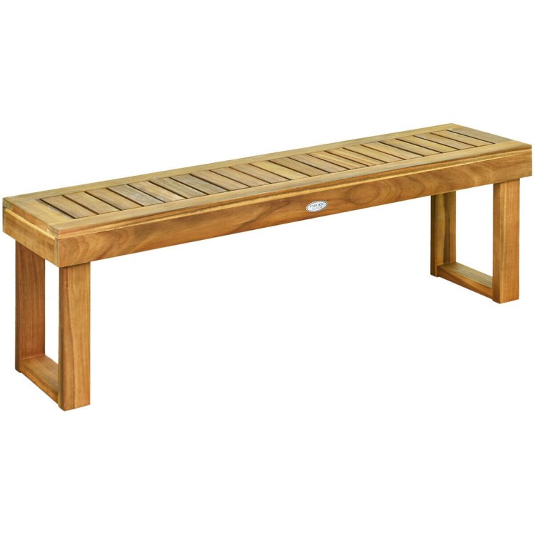 52in Acacia Slatted Bench 700lb Weight Capacity Teak-Finish Wood
