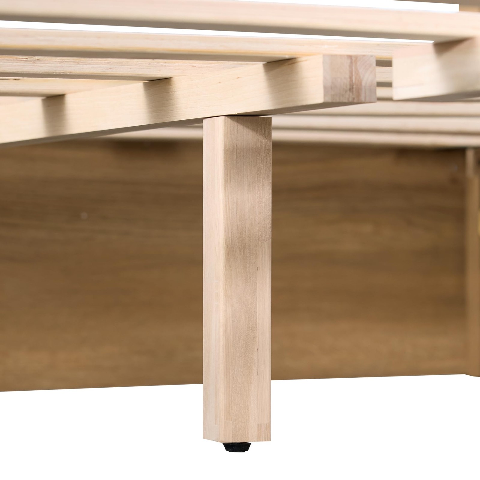 Queen Canopy Bed Frame Solid Wood 12-Slat 800lbs Upholstered Headboard