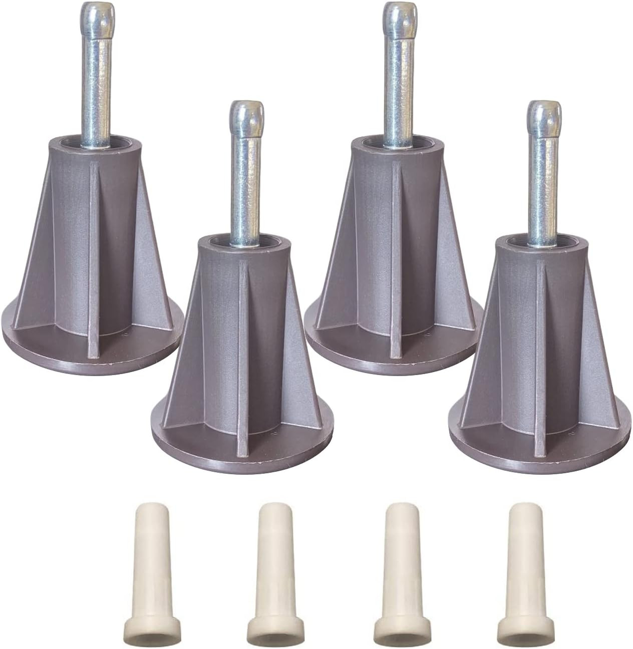 4PCS Steel Stem Replacement Bed Frame Feet with Plastic Inserts | Prevent Slidin