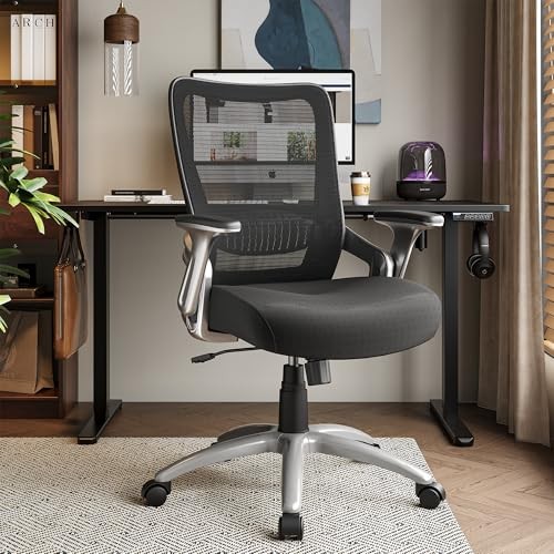 Office Chair, Ergonomic Computer Desk Chair, Sturdy Executive Argent Black