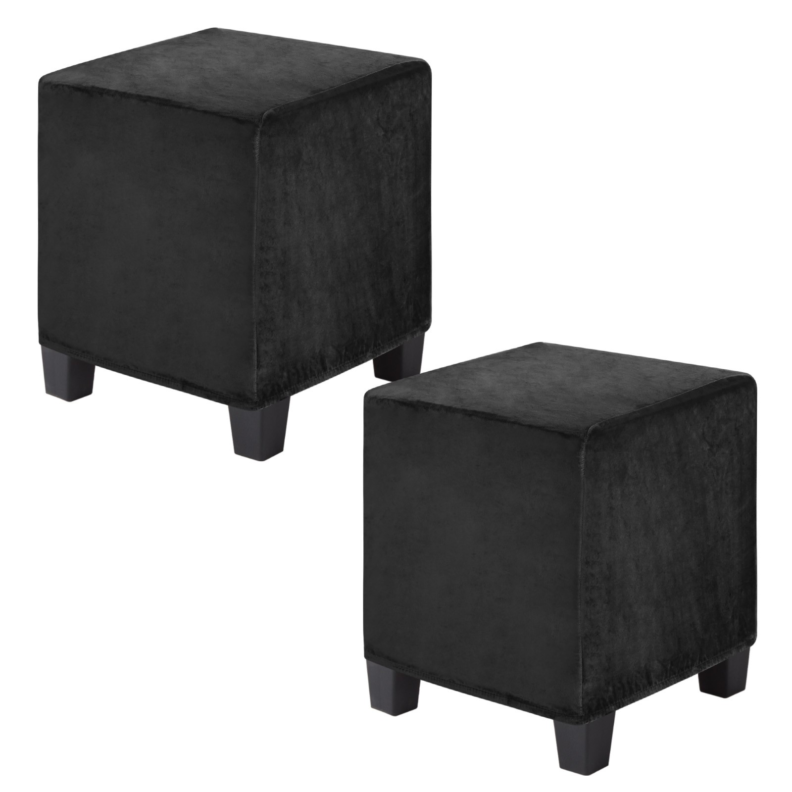 2-Pack 13″x13″x15″ Stretch Square Ottoman covers Footstool Protector Black