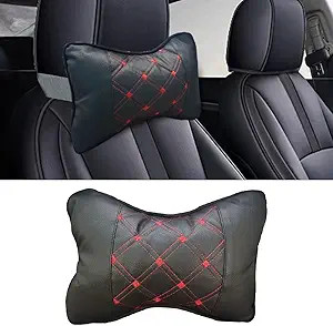 1PCS Car Neck Pillow, Breathable Car Head Neck Rest Cushion, Color: Black/Red
