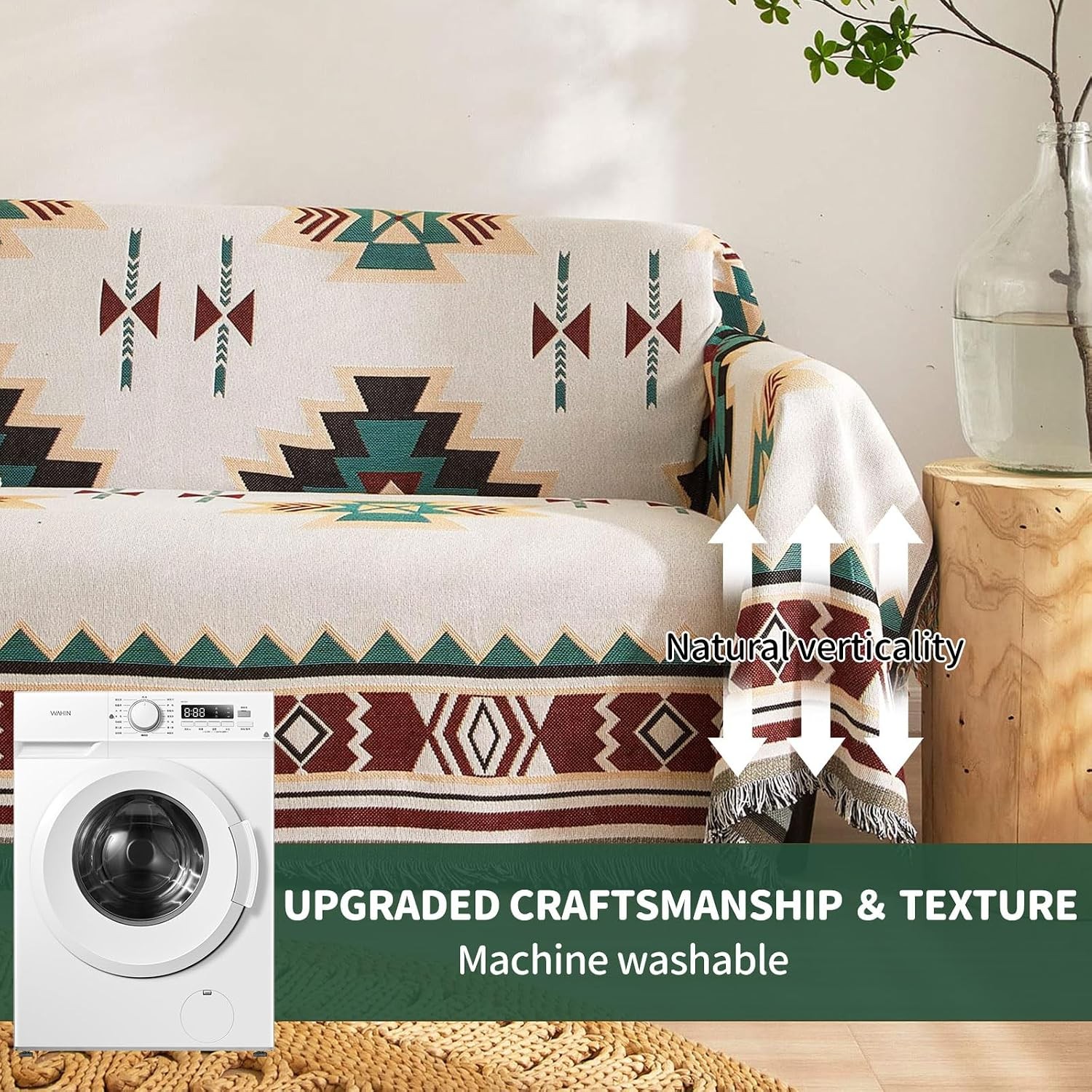 Aztec Couch Cover Blanket Boho Living Room Furniture Covers Farmhouse Home Decor