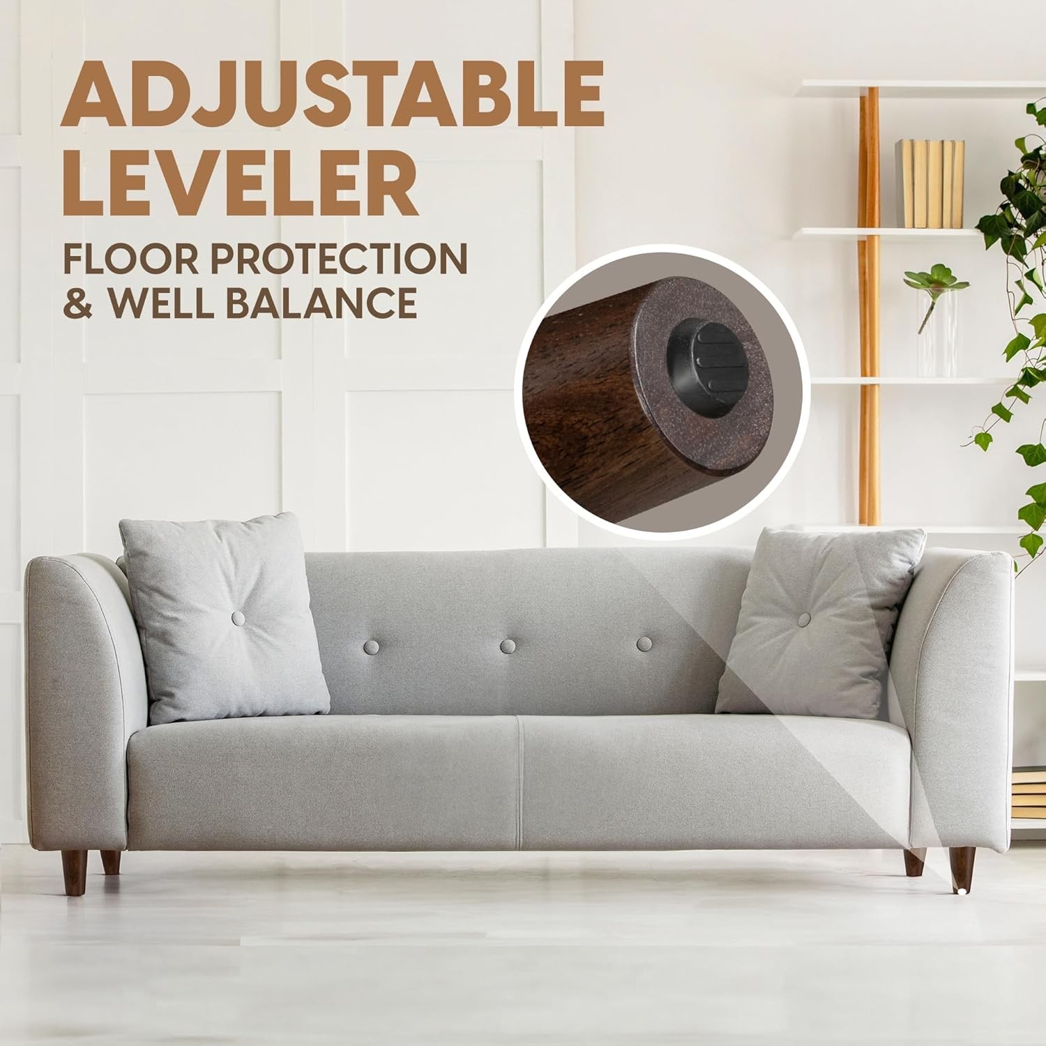 Yes4All 4 Inches Bore Round Walnut Solid Wood Furniture Legs Set of 4, Heavy Dut