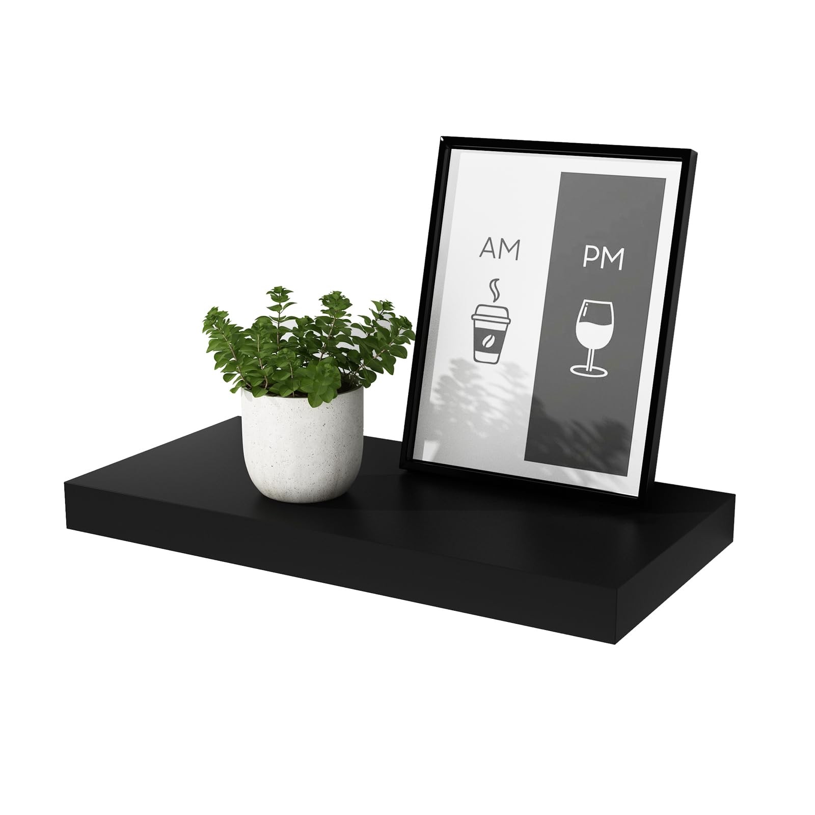 Black Large 12 Inch Deep Floating Wall Shelf 23.62 L x 11.81 D x 2 T Inch