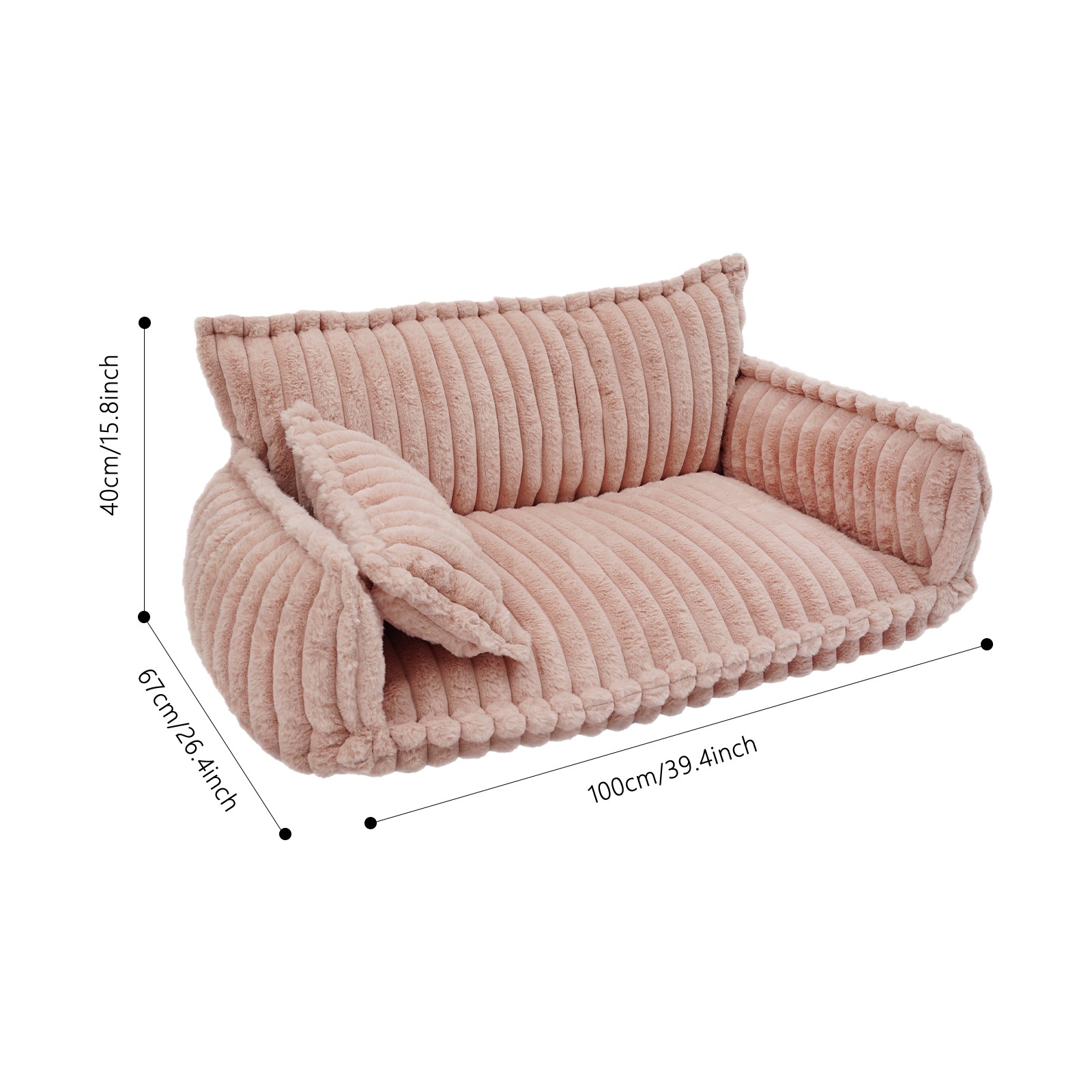 Pet Couch with Removable Washable Cover, Pet Couch Bed for Dog and Cat, Calming