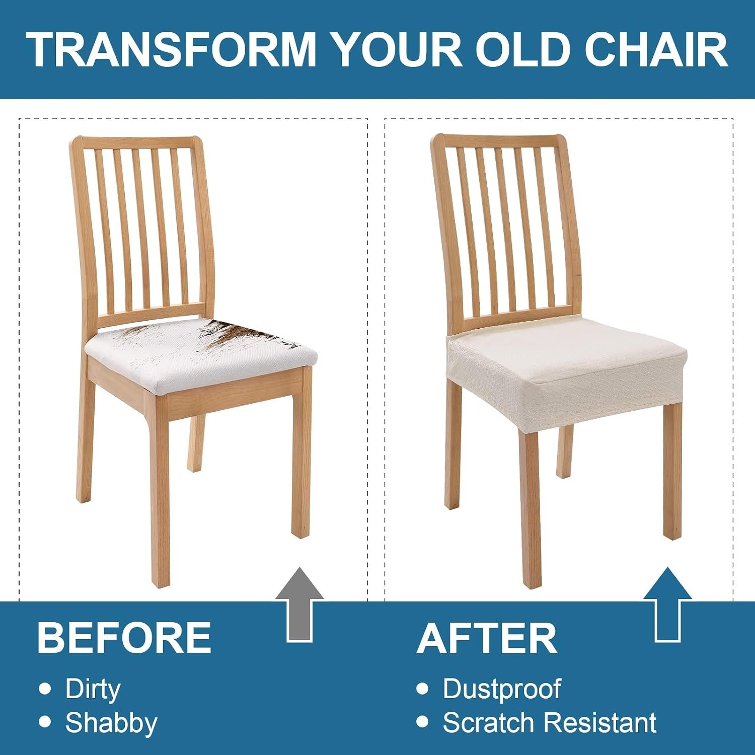 Waterproof Seat Covers for Dining Room Chairs, No Rear Covers | Stretch Jacqu…