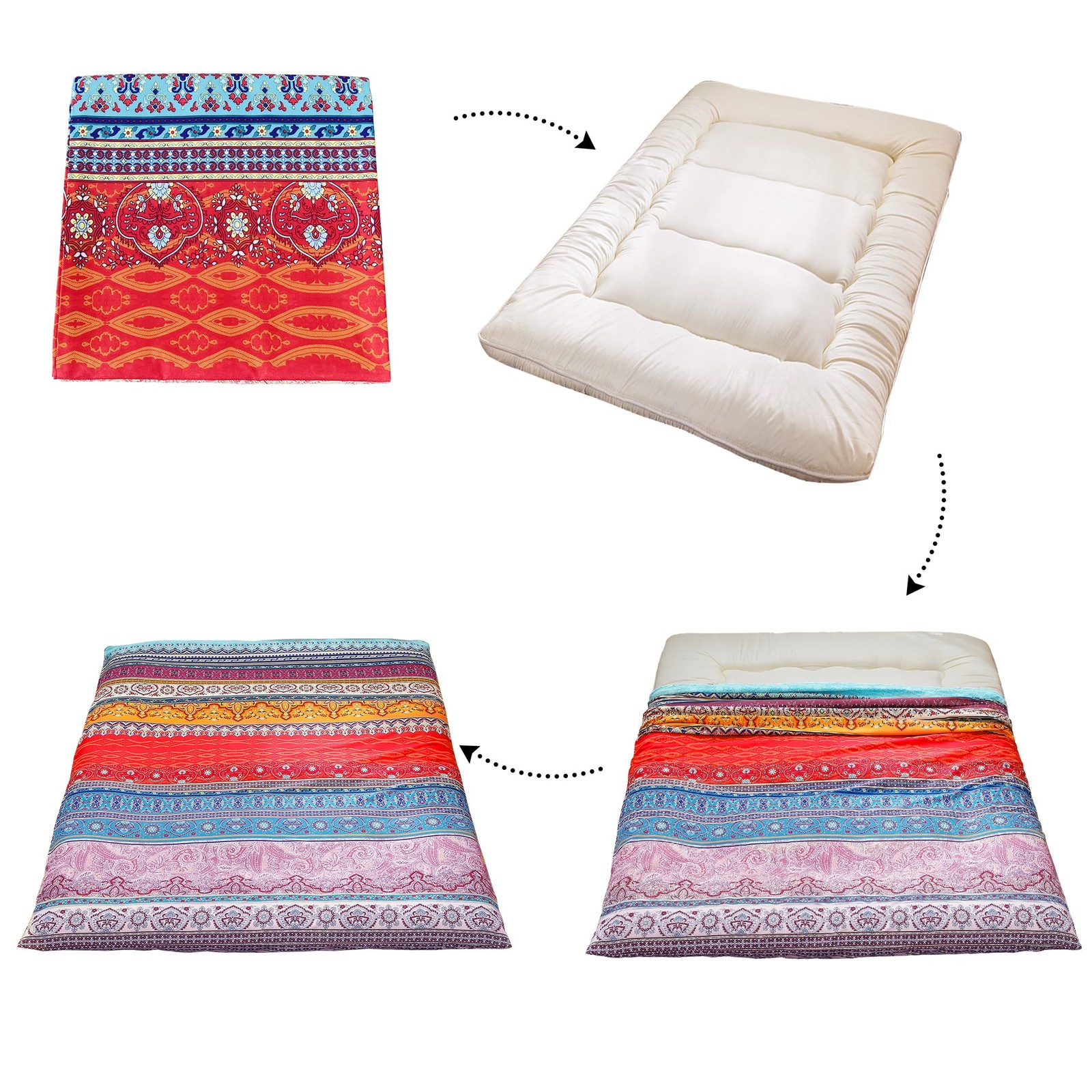 Mattress Cover for Traditional Japanese Futon Mattress, Futon Floor Mats Cove…
