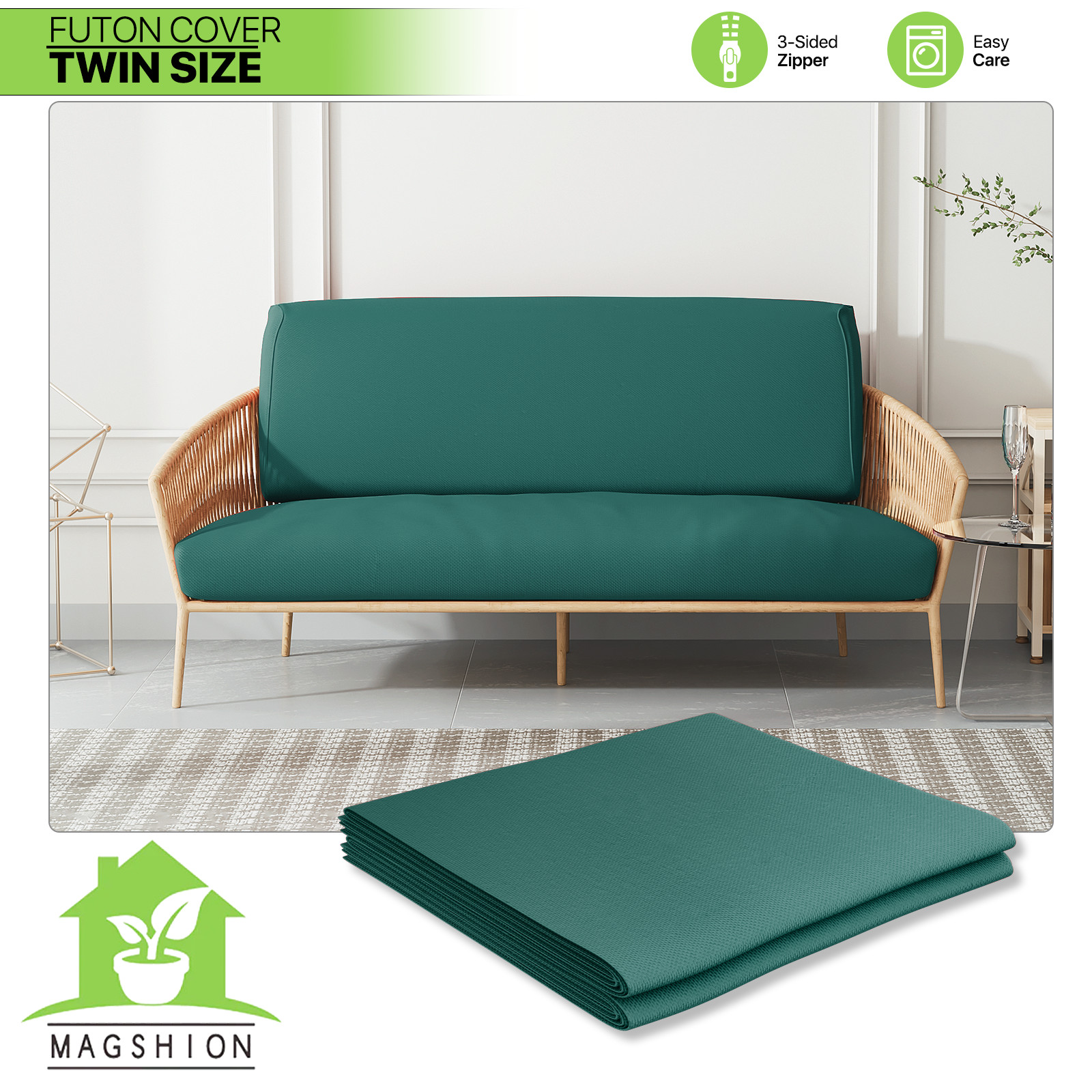 Teal Green Twin Size Slipcovers Couch Sofa Protector Cushion Stretch Futon Cover