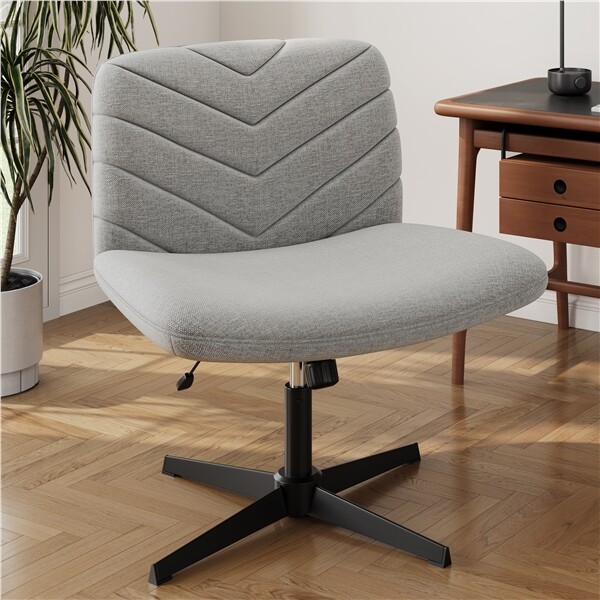 Wide Criss Cross Chair Comfy Armless Swivel Desk Chair for Home Office Bedroom