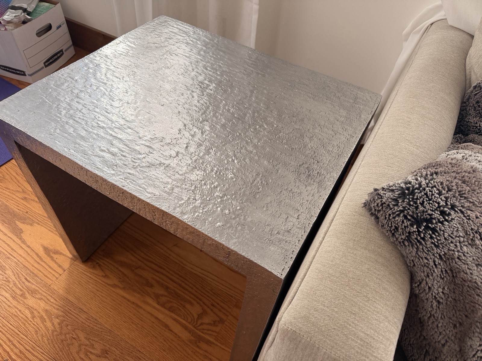Michael Aram Side Table, Large – Textured, Polished Aluminum — Designer Piece