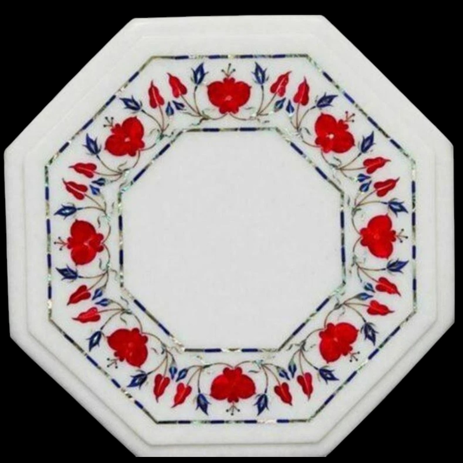 18″ Marble Coffee Table Octagonal Semi Precious Gemstone Inlay Home Decor