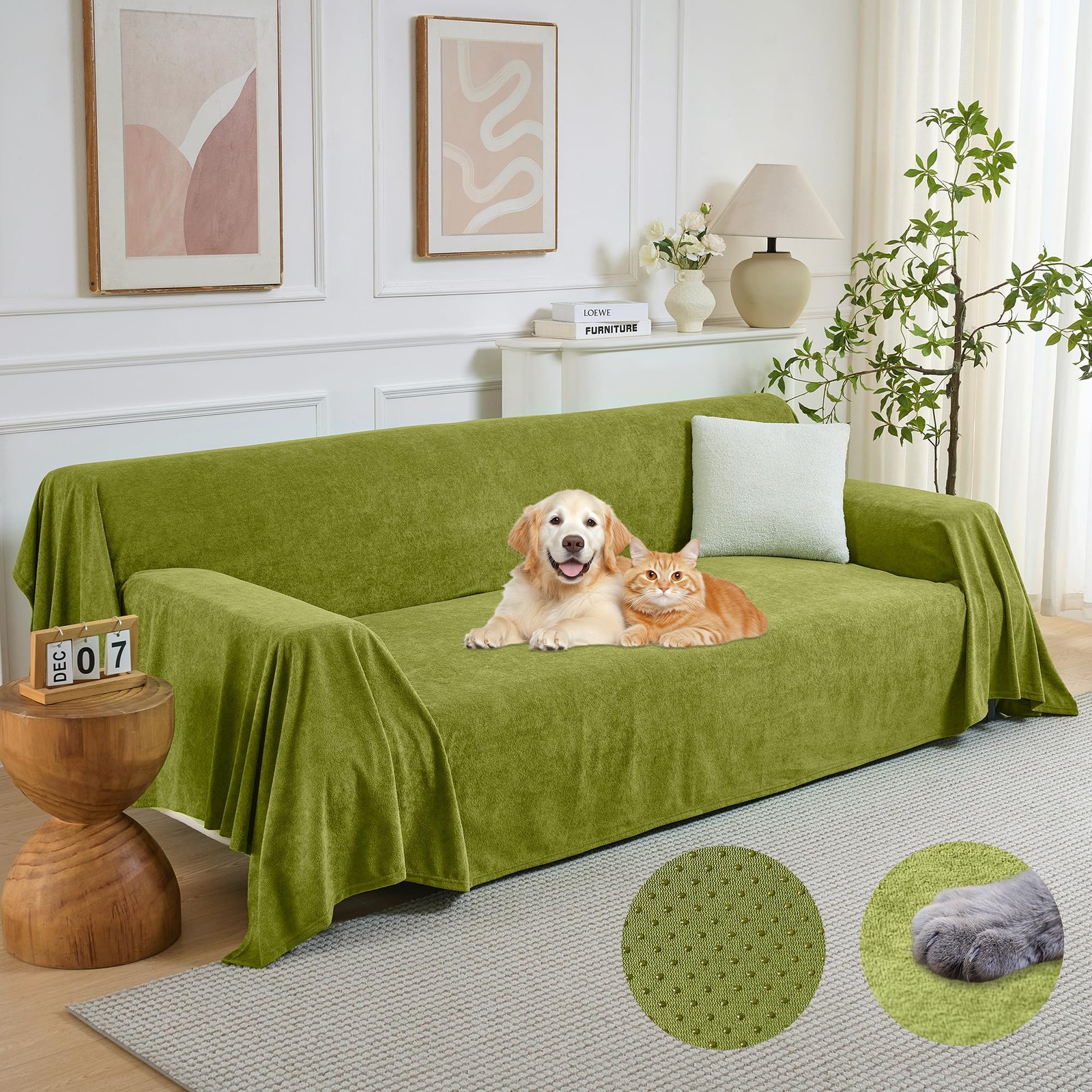 Couch Cover for Dogs – Waterproof Anti-Scratch Washable Non Slip 3 Cushion Co…