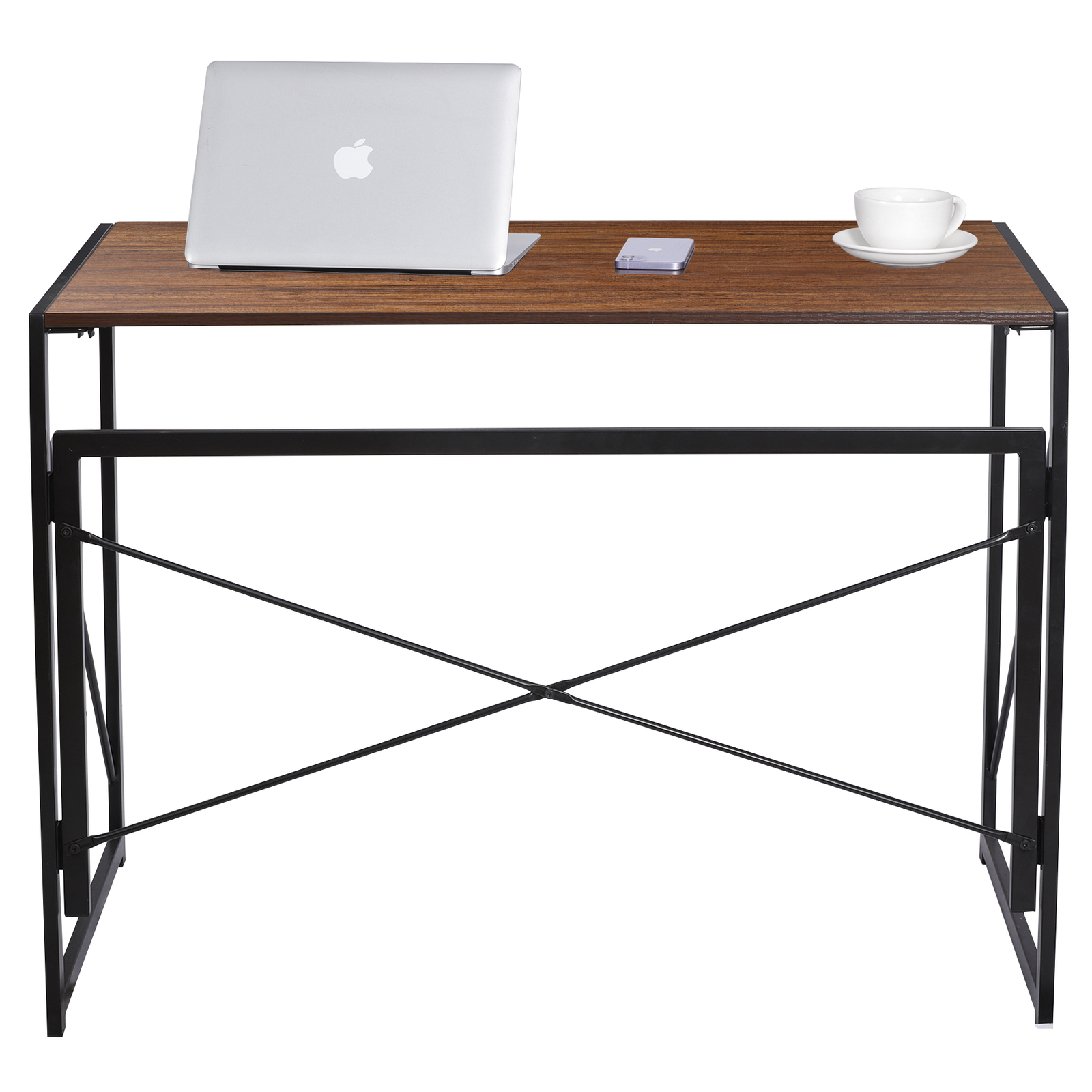 39″ Folding Computer Desk Writing Study Desk Laptop Table for Home Office Brown
