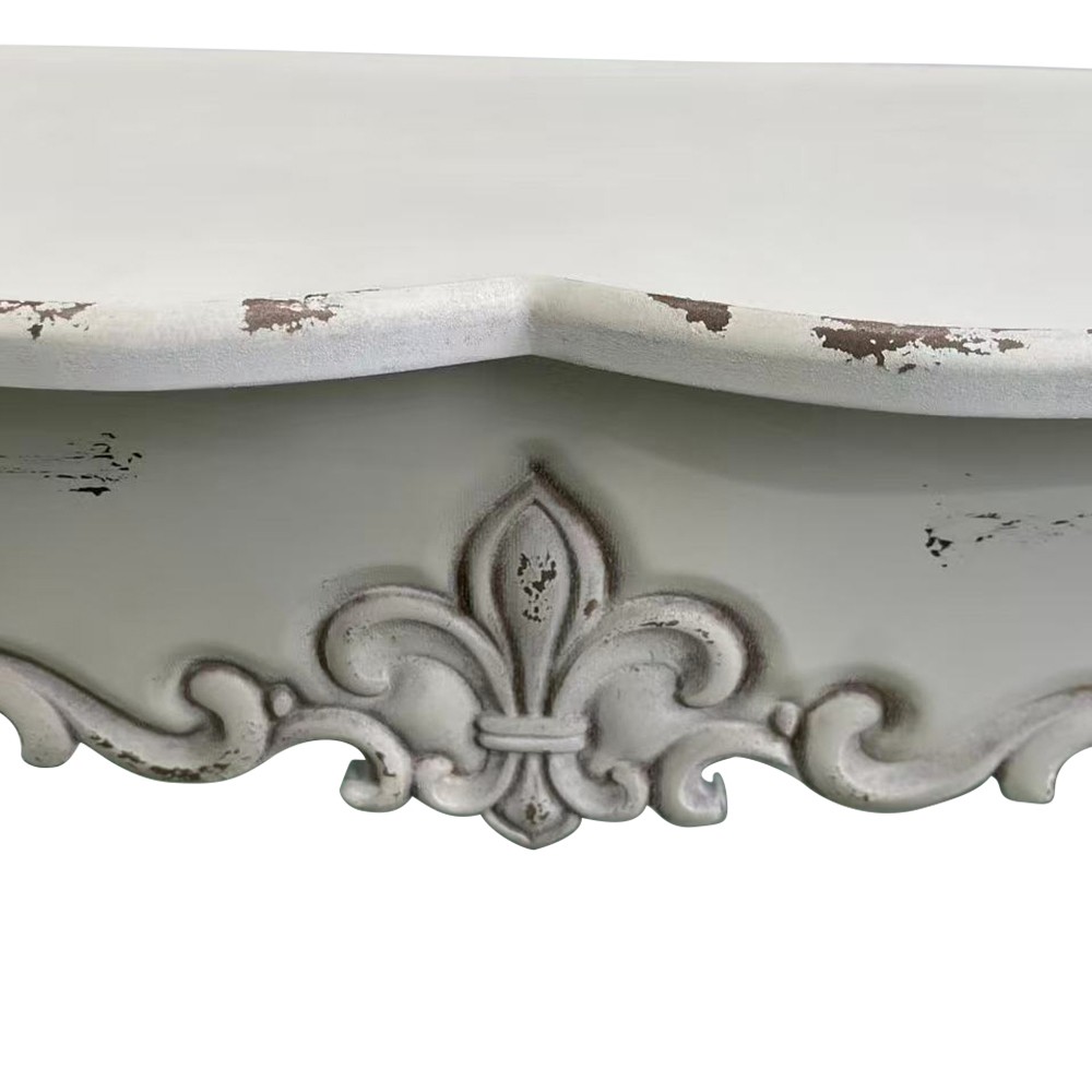 Distressed Console Table 46″ Decorative Foyer Table w/Wood Carvings &Curved Legs