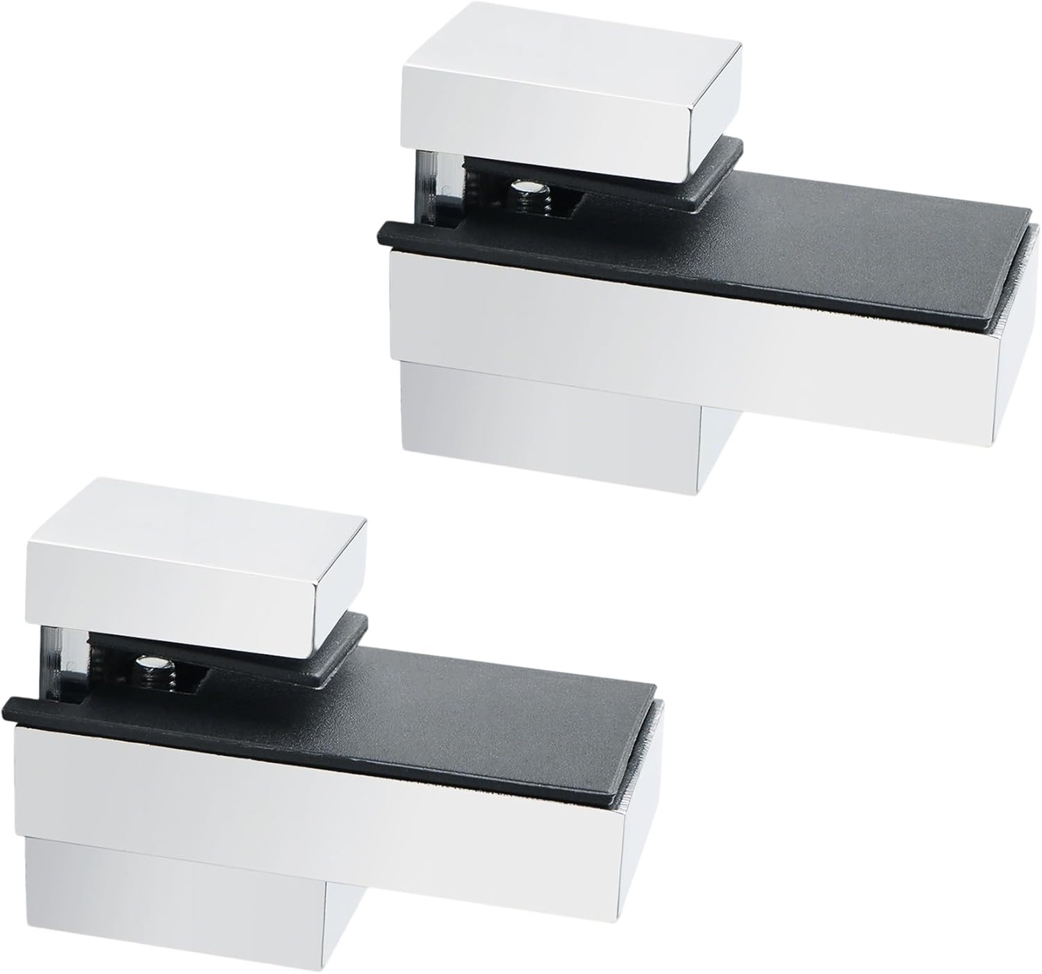 2 Pack Adjustable Glass Shelf Brackets Zinc Alloy Wall Mount Clamp for 5-15mm