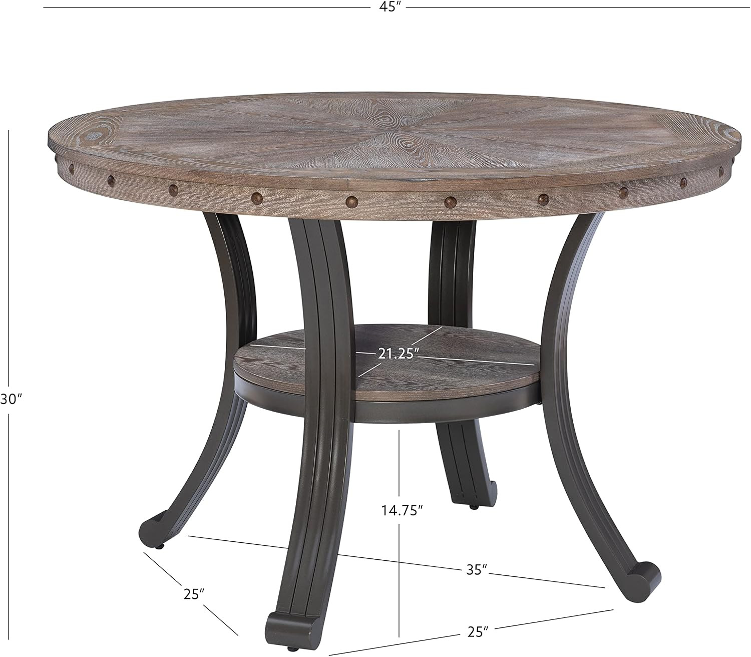 Franklin Pewter Metal and Rustic Wood Table Dining
