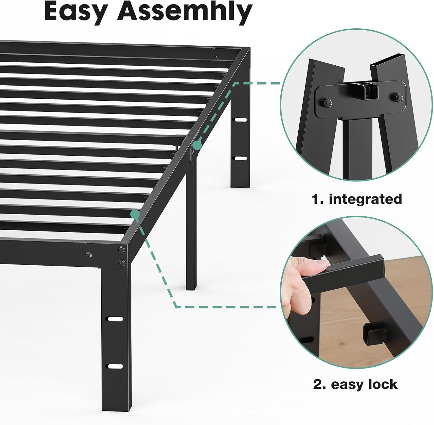 Twin Bed Frame – Heavy Duty Metal Platform Bed Frames Twin Size with Storage Spa