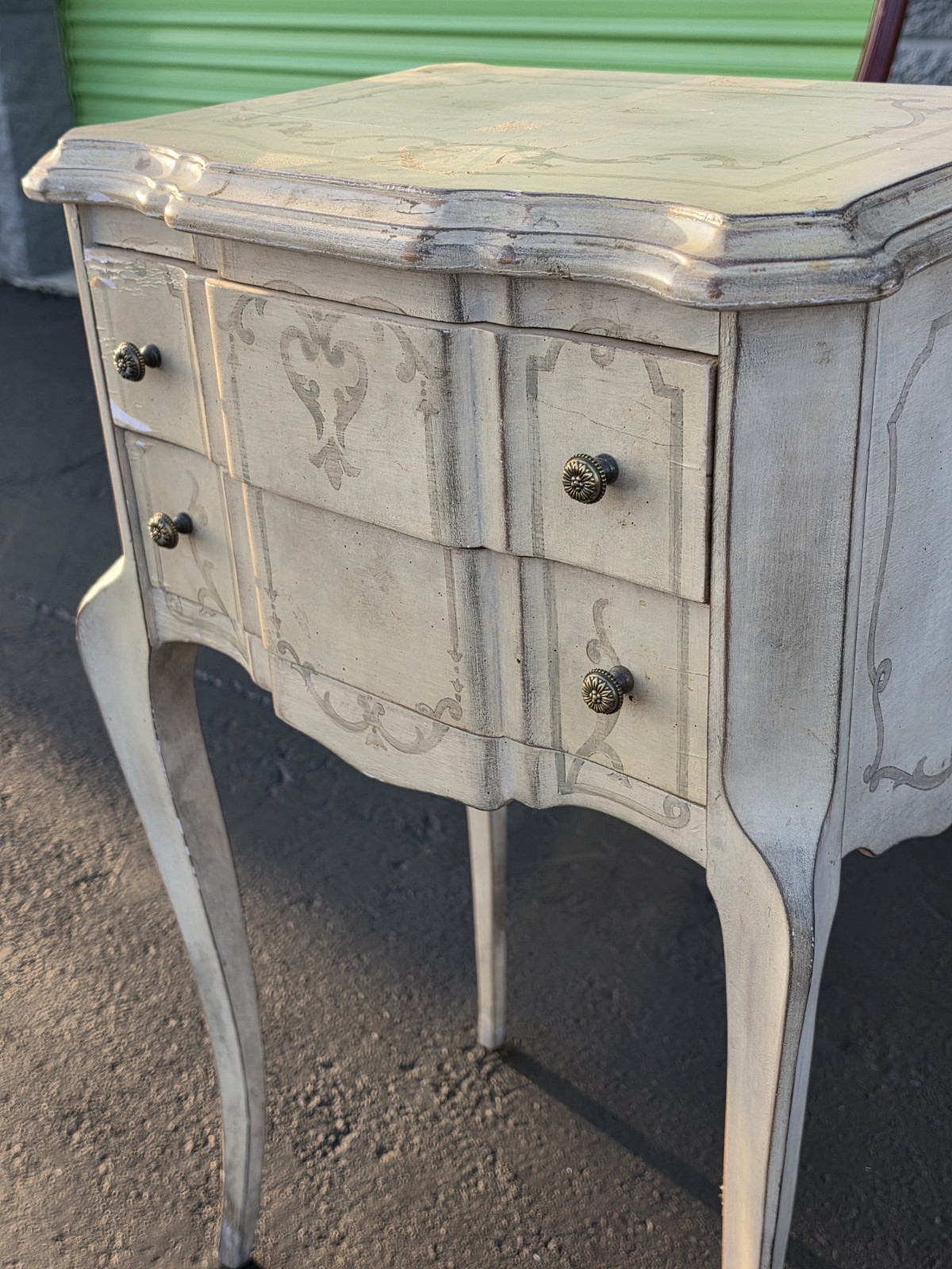 Vintage French Provincial Accent Table. Hand Painted