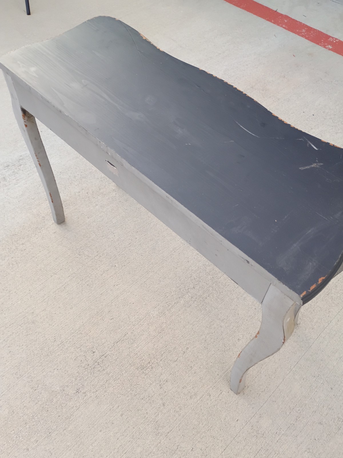 French Country Distressed Console Table with Drawer Gray Black Wood Accent Table