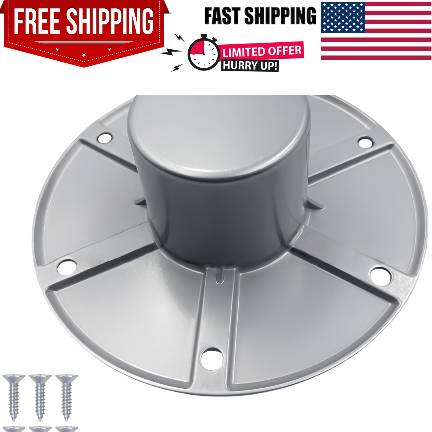 Durable RV Boat Table Base Mount – 5.91” Chrome Flange with Easy Installation