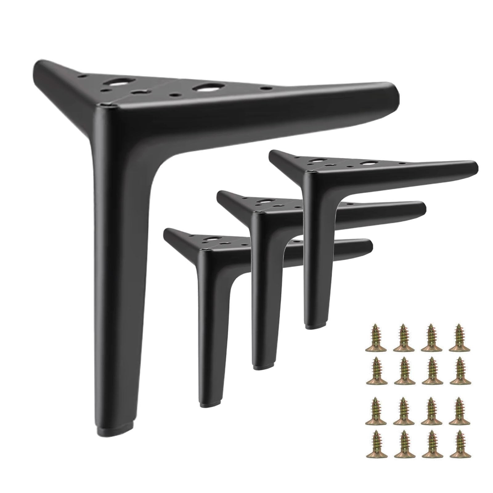 6 Inch Matte Black Metal Furniture Legs Heavy Duty Triangle Feet Cabinet Sofa