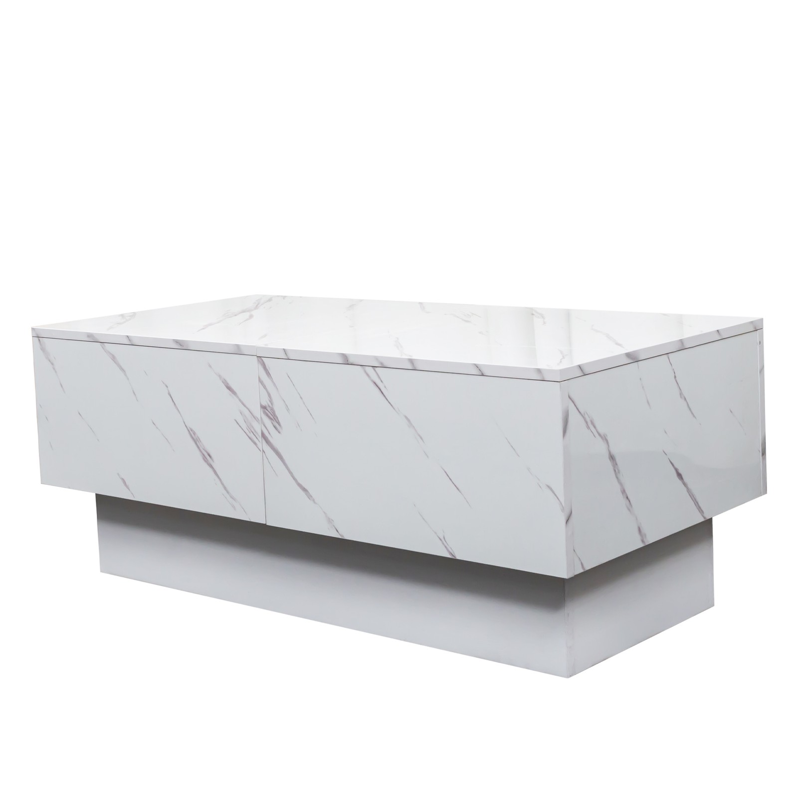 Extendable Coffee Table with Sliding Top & Hidden Storage, White