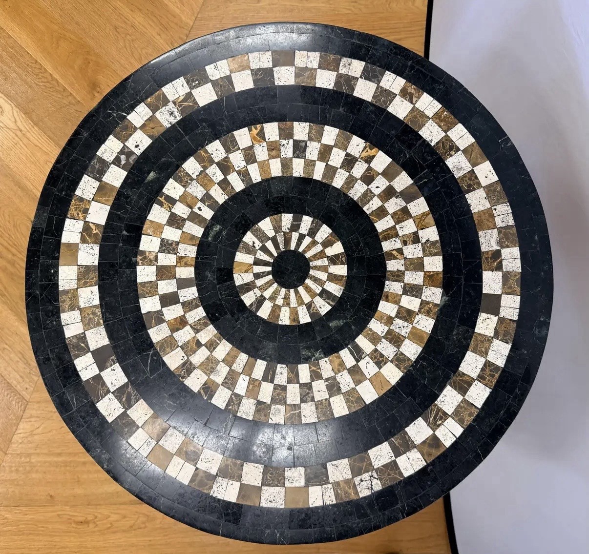 Rare Exceptional Round Multicolored Marble Mosaic Top Specimen Table