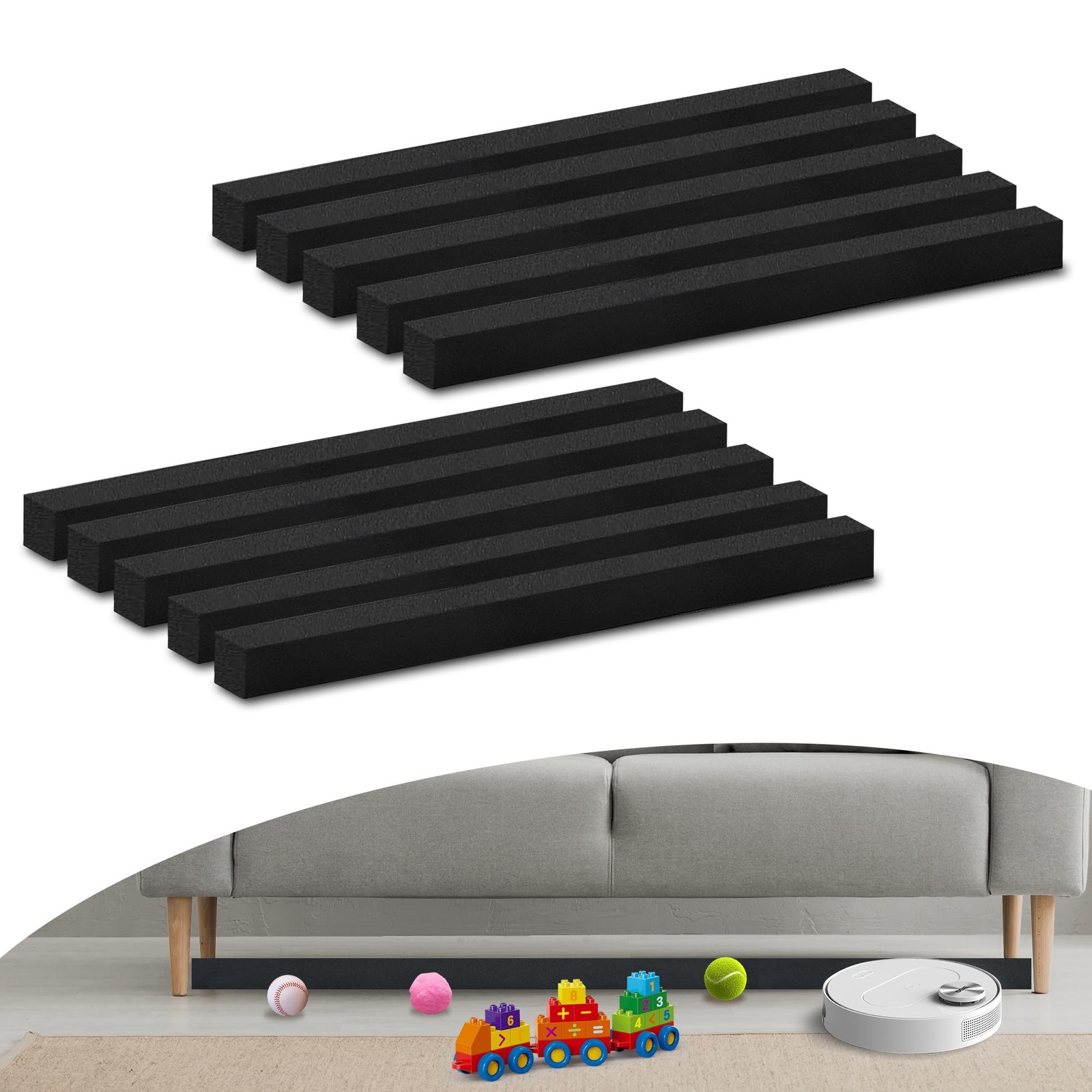 10 PCS Under Couch Blocker 17×1.2 Inch Sponge Barrier Strong Tape for Pets