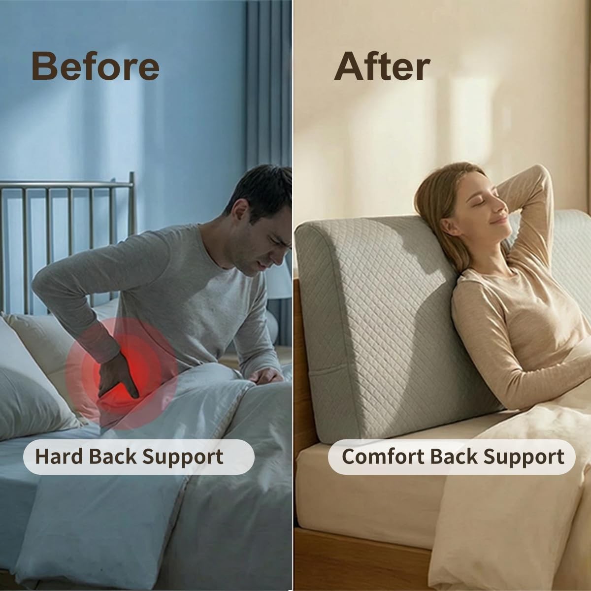 No-Tools Headboard Pillow King Size – Instant Back Support for Bed Reading,