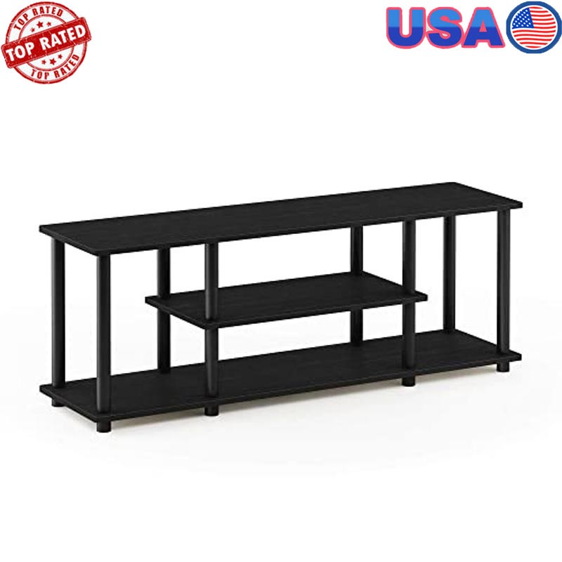 3-Tier Round Tube TV Stand Fits 50″ TV Easy Assembly Walnut Wood Material New