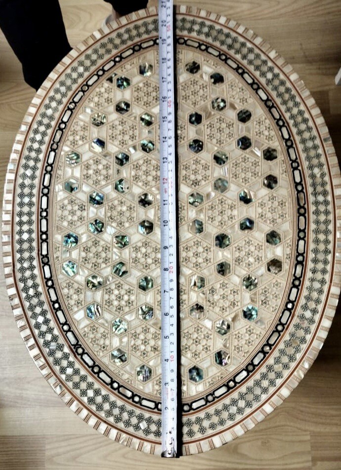 Egyptian Inlaid Mother of Pearl Wood Oval Living Room Table 20.5″ from Egypt