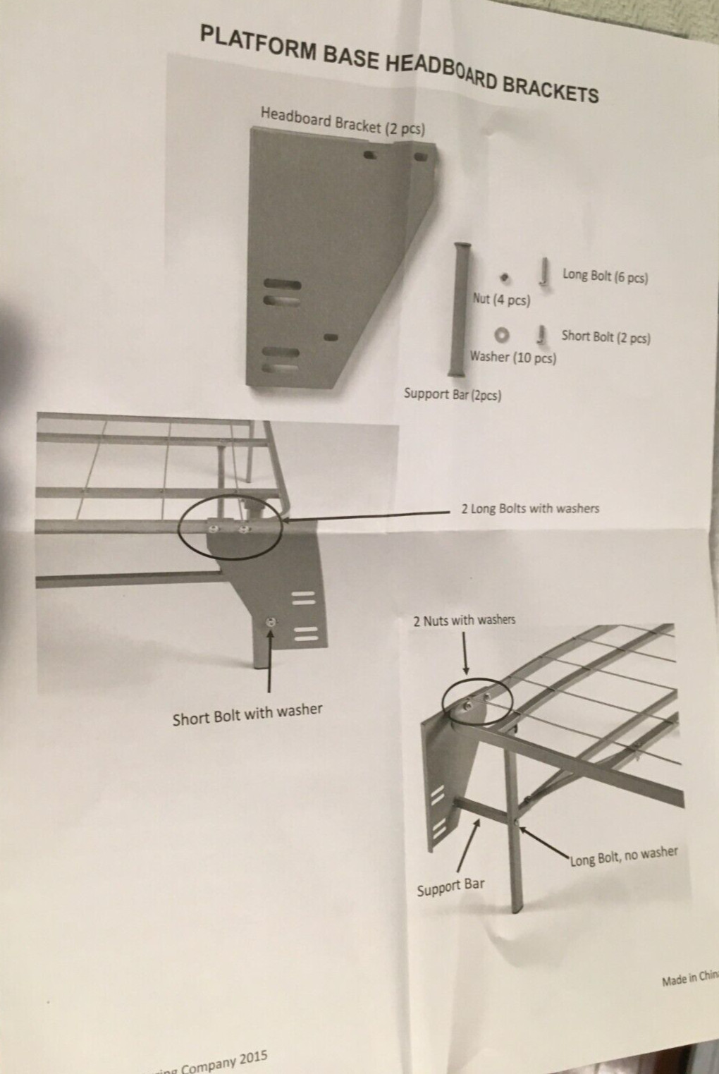 Premium Platform Bed Base Headboard Brackets Kit Mantua